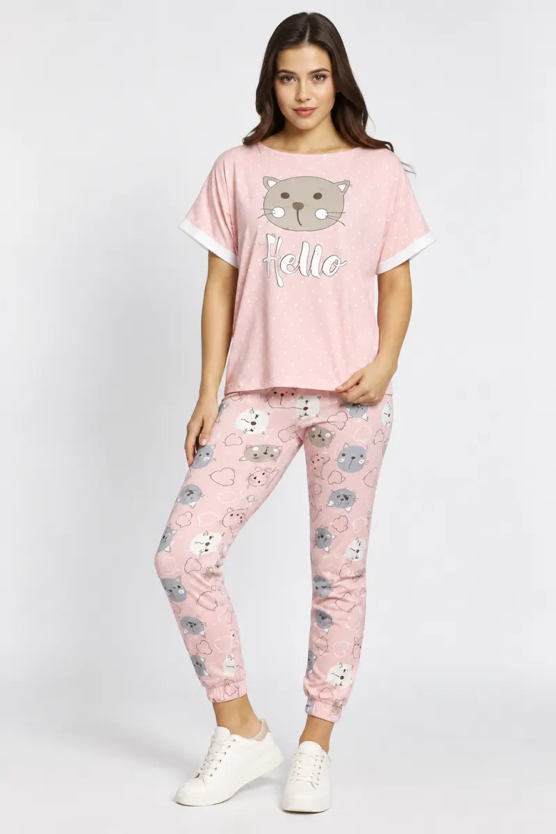 Pijama dama  imprimeu ,,Hello'