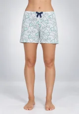Short damă pijama, verde deschis, imprimeu inimi