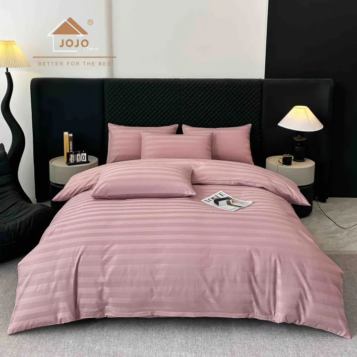 Lenjerie de Pat 100% Bumbac Damasc Deluxe, 6 Piese, Cearșaf cu Elastic 180x200 cm, Husă Pilotă 200x230 cm