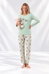 Pijama damă cu mânecă lungă și pantaloni lungi cu imprimeu