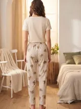 Pantaloni de pijama de dama crem ursi