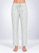 Pantaloni de pijama de dama alb cu blue