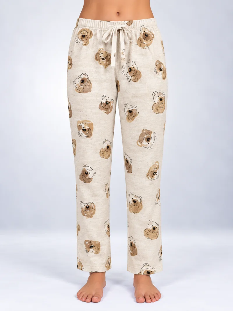 Pantaloni de pijama de dama crem ursi