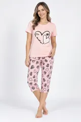 Pijama damă Rinda din bumbac „BE MINE” cu pantaloni 3/4