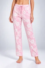 Pantaloni de pijama de dama alb cu roz