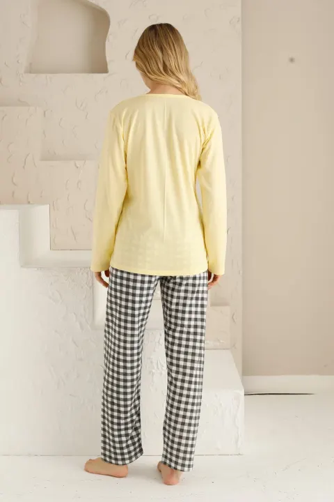 Pijama damă, mânecă lungă, pantaloni lungi, imprimeu Happy Mother's Day