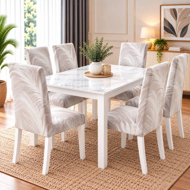 Set 6 Huse Elastice pentru Scaune, Microfibră Premium, cu Elastic, Protecție și Design Elegant