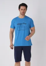 Pijama bărbați Paște, Albastru–  pantaloni 3/4