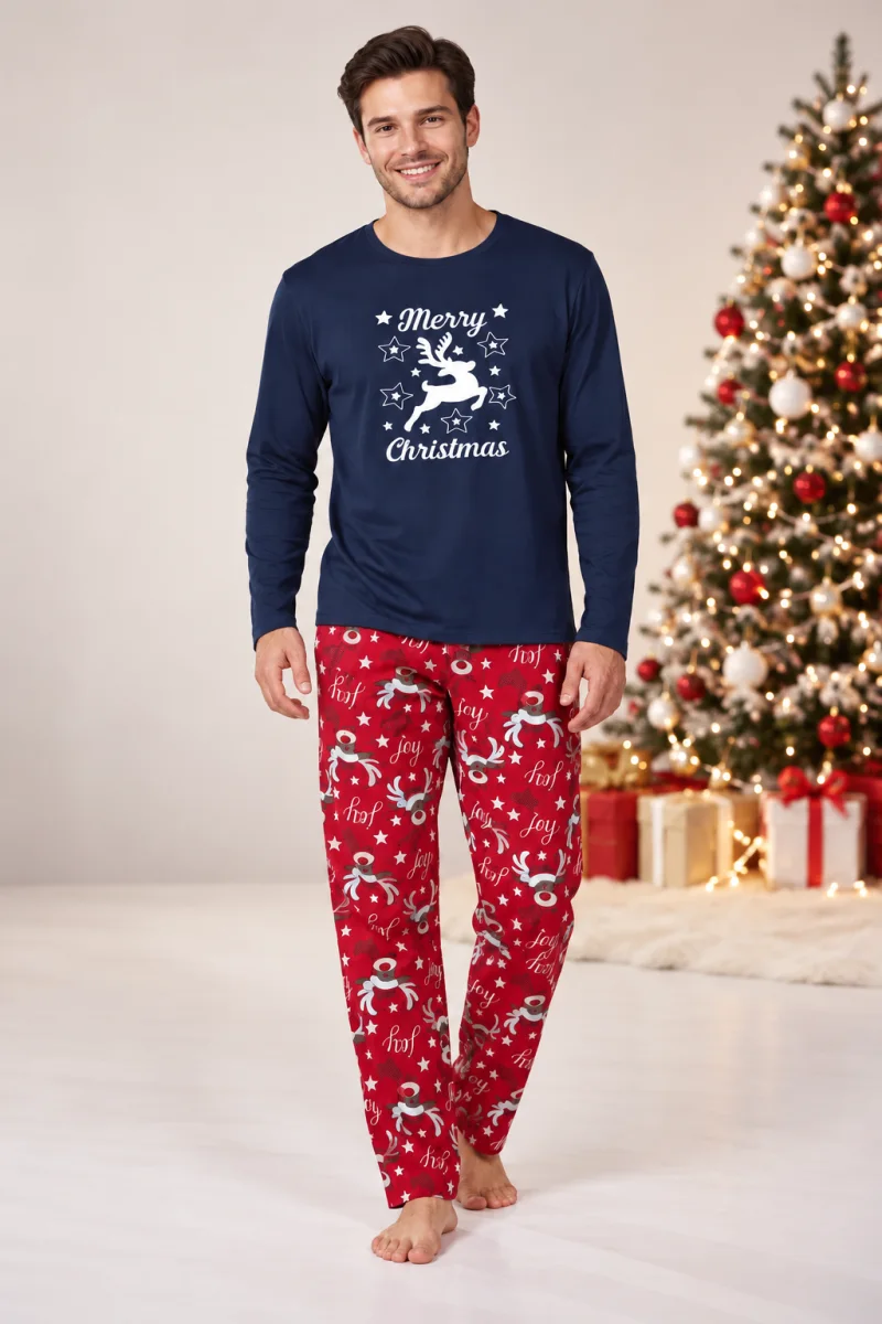 Pijama Bărbați de Crăciun, Bluză cu Mânecă Lungă și Pantaloni Lungi