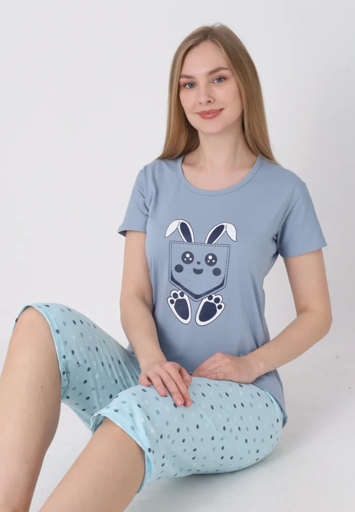 Pijama damă cu model de Paște, gri