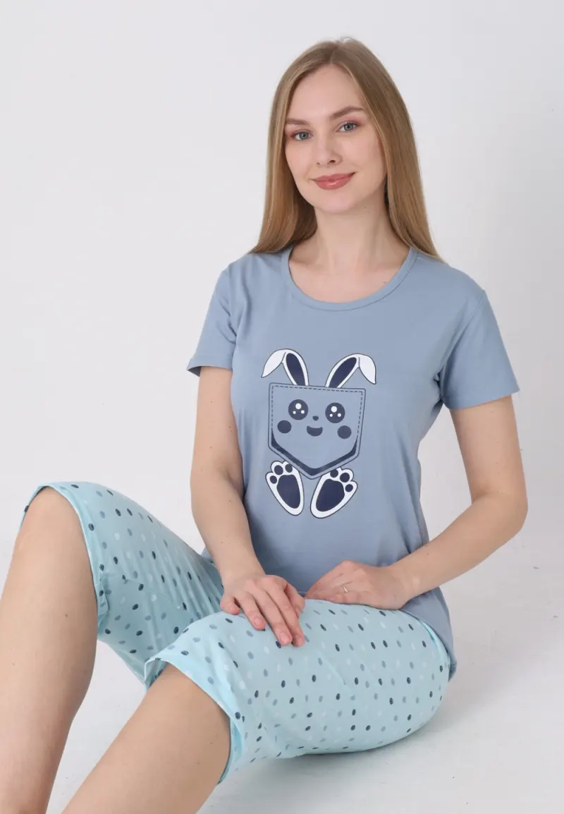 Pijama damă cu model de Paște, gri