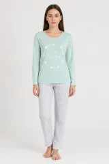 Pijama damă imprimeu ,,You Are Beautiful'', culoare verde
