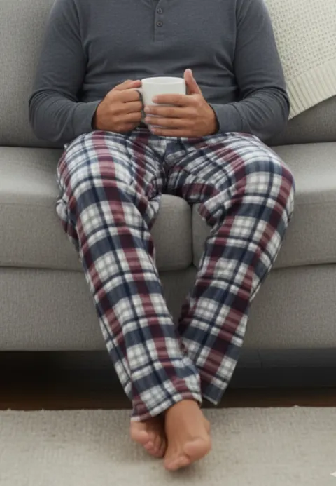 Pantaloni pijama bărbați multicolor cu model în carouri