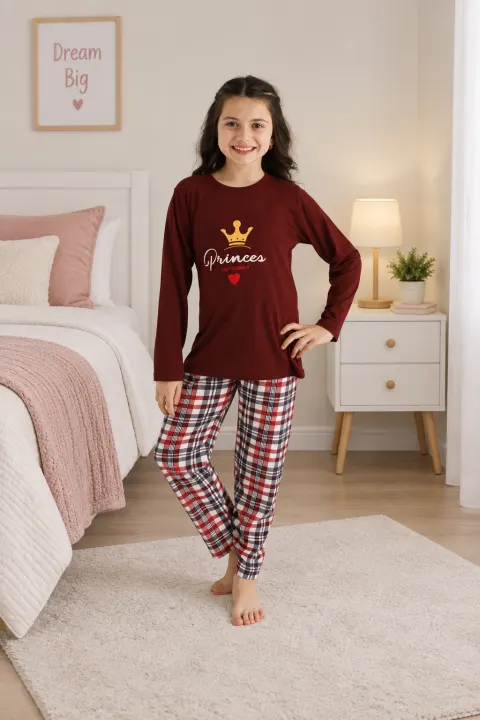 Pijama fetițe „Princess”, bordo