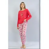 Pijamale damă cu imprimeu It's A Good Day, rosu