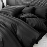 Lenjerie de Pat 100% Bumbac Damasc Deluxe, 6 Piese, Cearșaf cu Elastic 180x200 cm, Husă Pilotă 200x230 cm