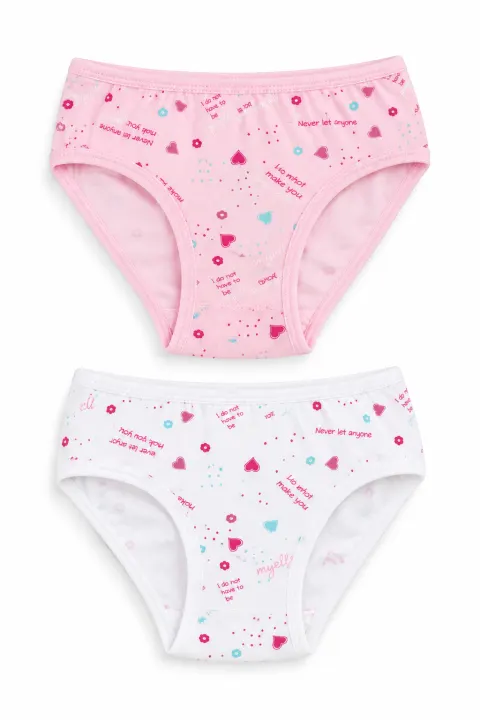 Set 2 Chiloți Fete din Bumbac – Multicolor, Alb și Roz
