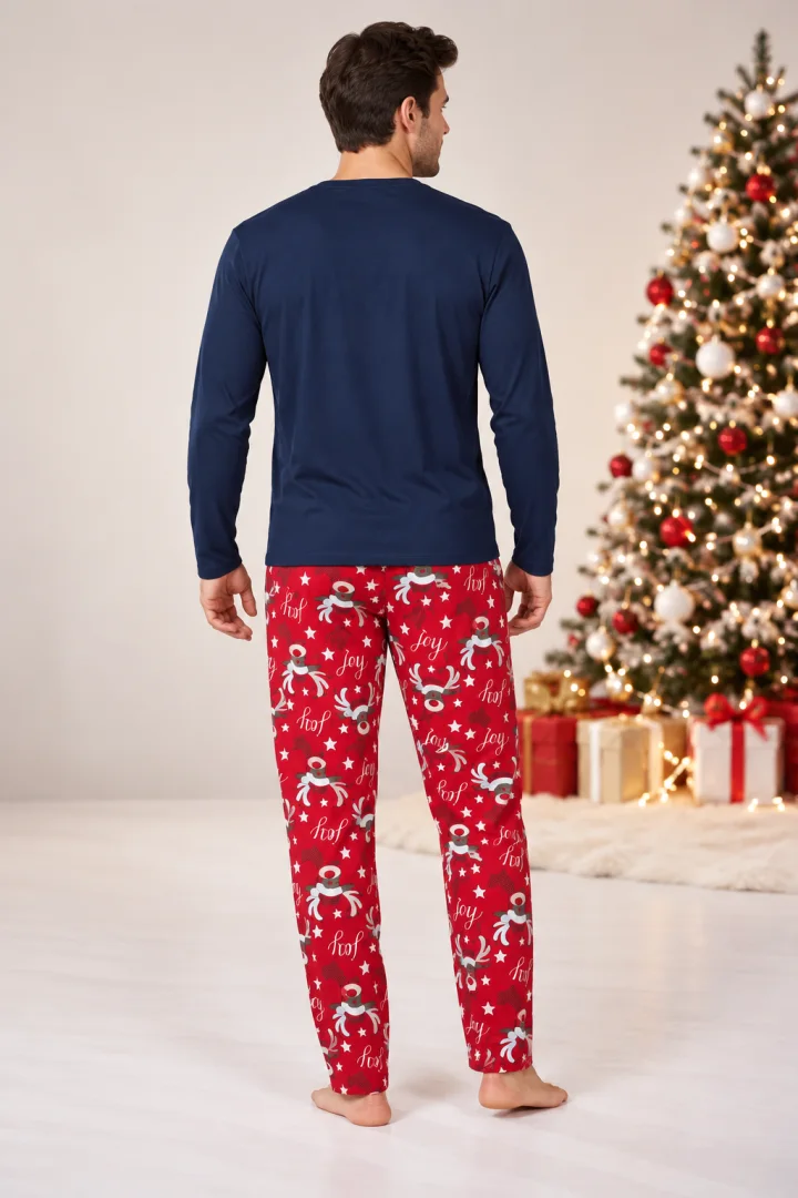 Pijama Bărbați de Crăciun, Bluză cu Mânecă Lungă și Pantaloni Lungi