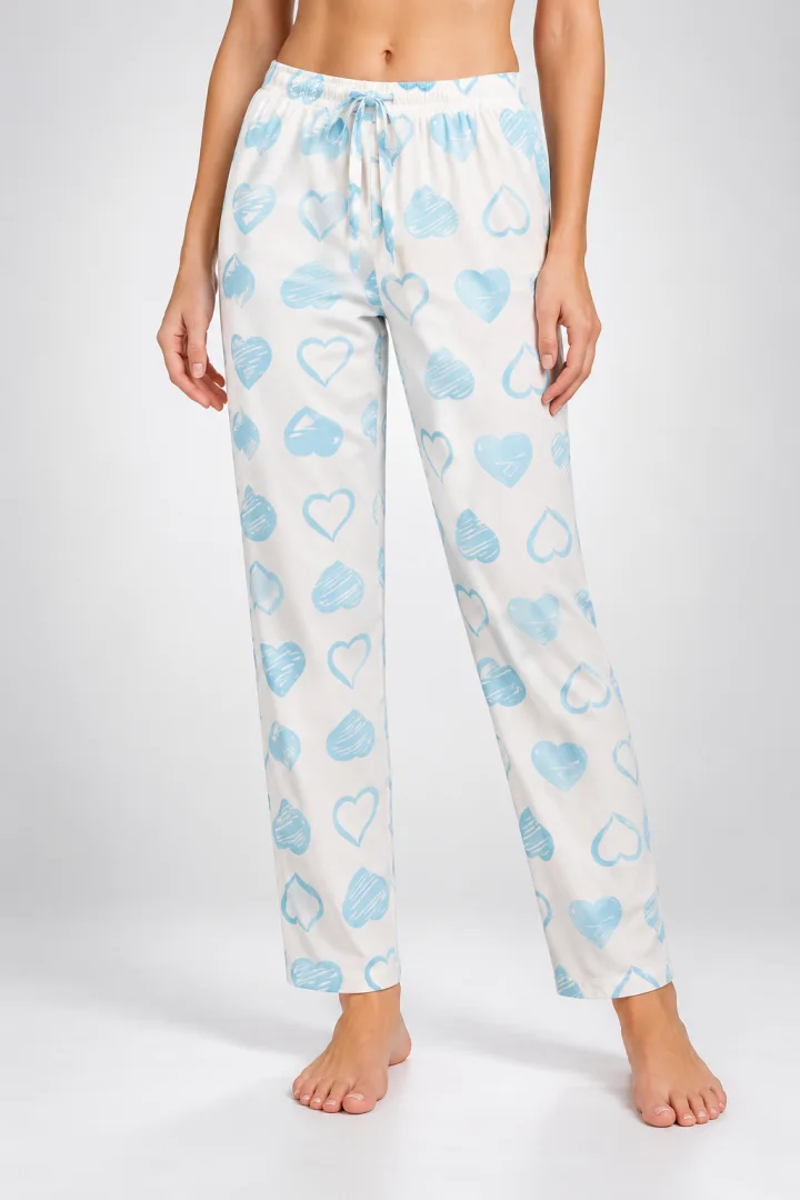 Pantaloni de pijama de dama alb cu blue