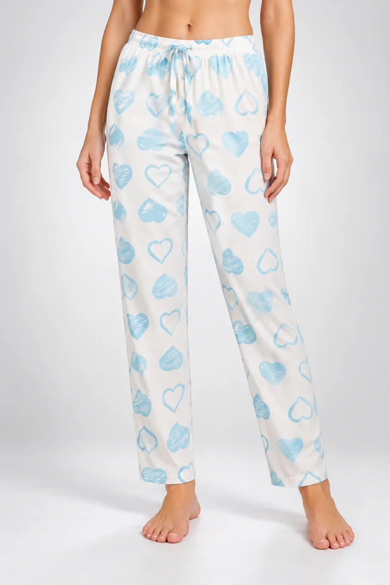 Pantaloni de pijama de dama alb cu blue