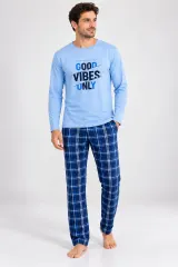 Pijama barbat blue  cu carouri albastru