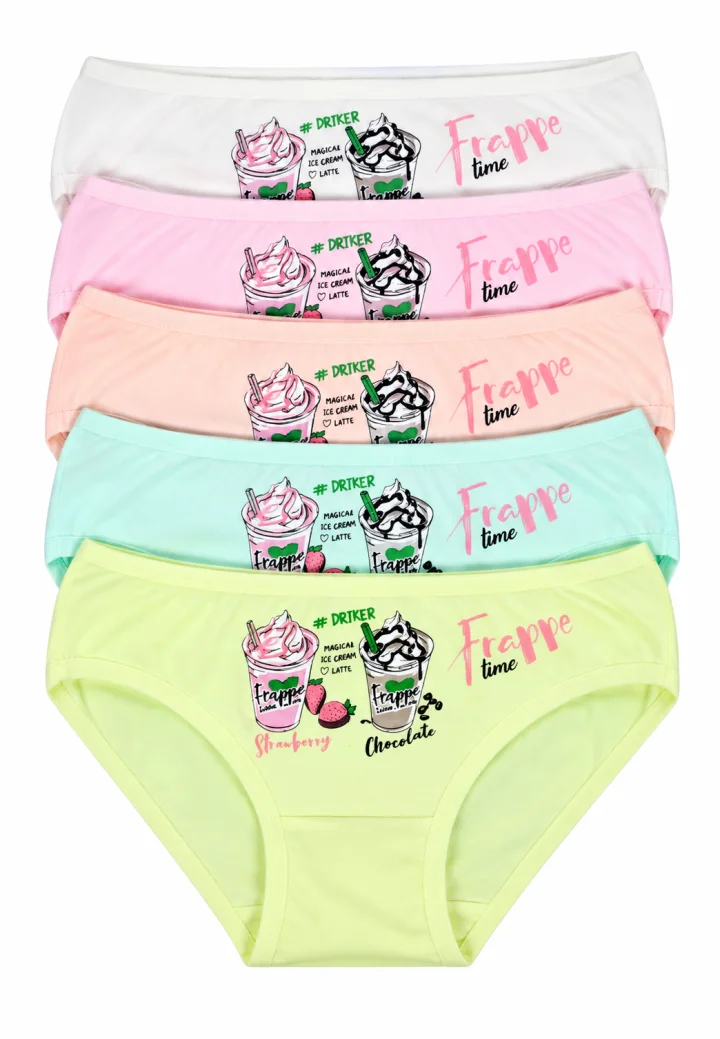 Set 5 chiloți fetițe „Frappe”, multicolor