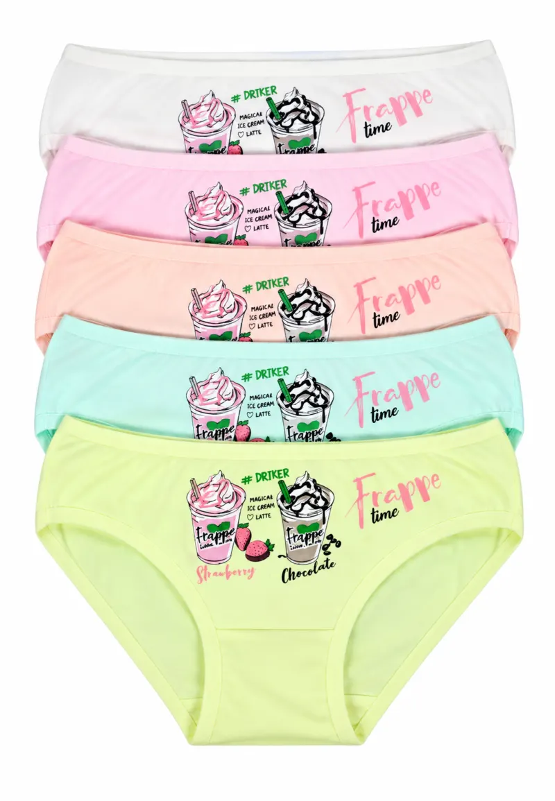 Set 5 chiloți fetițe „Frappe”, multicolor