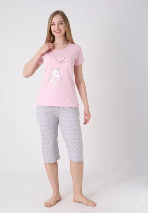 Pijama damă cu model de Paște, roz deschis