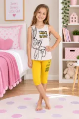 Pijama fetițe Looney Tunes – maiou și pantaloni 3/4, galben