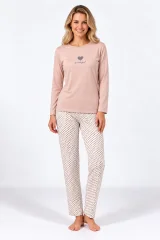 Pijama damă cu mânecă lungă și pantaloni lungi cu imprimeu