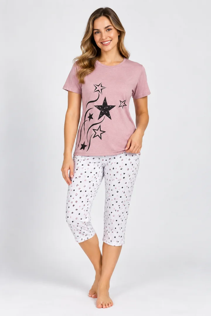 Pijama damă  cu imprimeu stelute