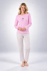 Pijama damă cu mânecă lungă și pantaloni lungi cu imprimeu