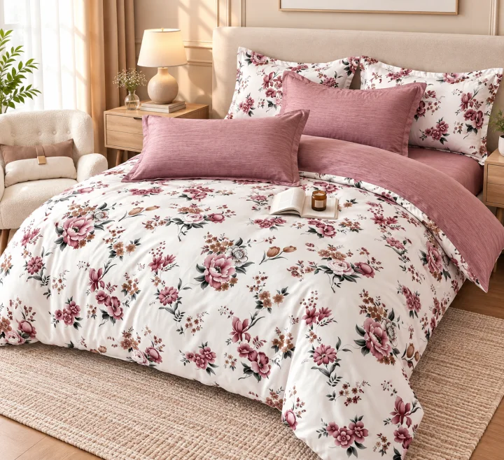 Set Lenjerie de Pat Dublu din Microfibră Premium, 6 Piese, Cearșaf 245x250 cm