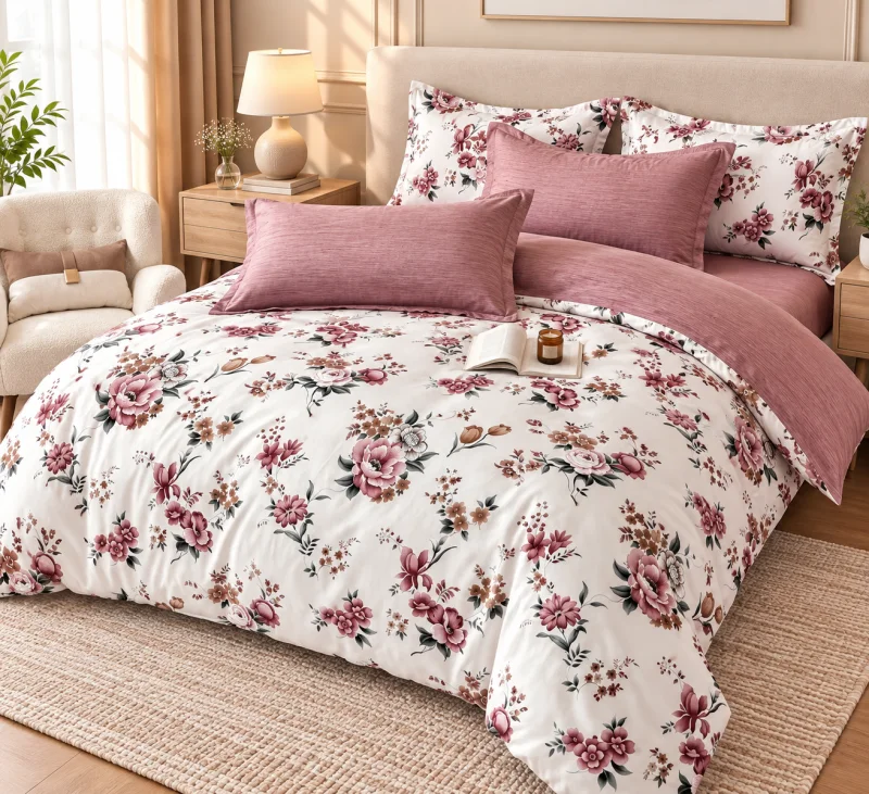 Set Lenjerie de Pat Dublu din Microfibră Premium, 6 Piese, Cearșaf 245x250 cm