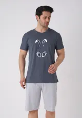 Pijama bărbați Paște, Gri– tricou și pantaloni 3/4
