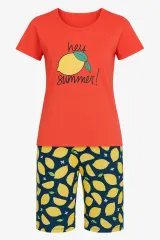 Pijama dama , imprimeu ,,Hey Summer!'',rosu