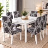 Set 6 Huse Elastice pentru Scaune, Microfibră Premium, cu Elastic, Protecție și Design Elegant