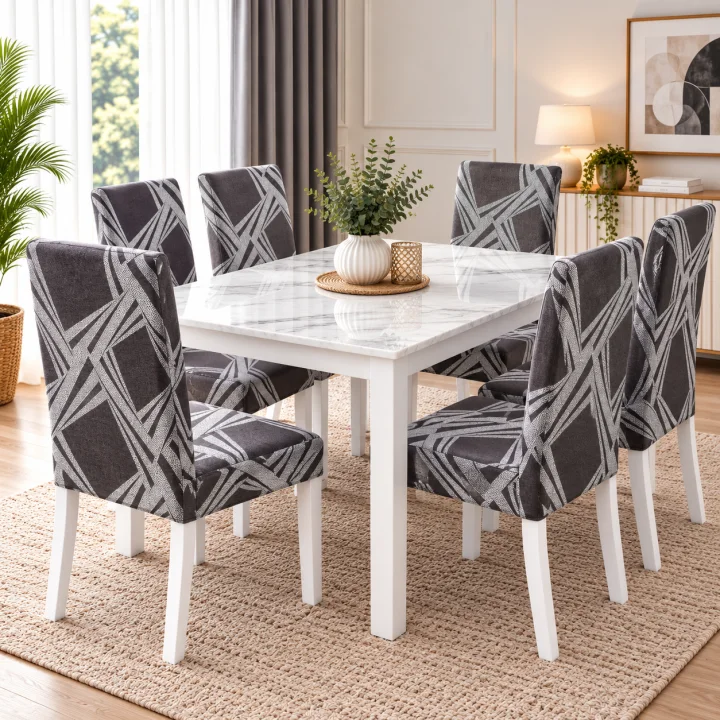 Set 6 Huse Elastice pentru Scaune, Microfibră Premium, cu Elastic, Protecție și Design Elegant