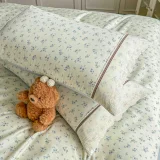 Lenjerie de Pat din 100% Bumbac cu Dantelă, 4 Piese, Cearșaf cu Elastic 180x200 cm