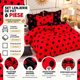 Set Lenjerie de Pat Dublu din Microfibră Premium, 6 Piese, Cearșaf 245x250 cm