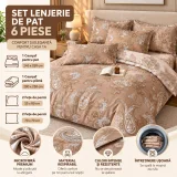 Set Lenjerie de Pat Dublu din Microfibră Premium, 6 Piese, Cearșaf 245x250 cm