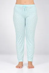 Pantaloni de pijama damă Big Size, turcoaz cu puncte negre