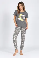 Pijamale dama, culoare gri închis, "Go After Dreams Not People"