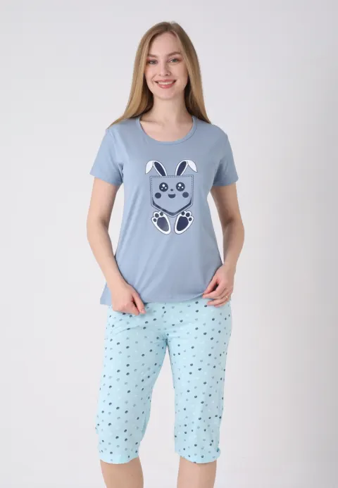 Pijama damă cu model de Paște, gri