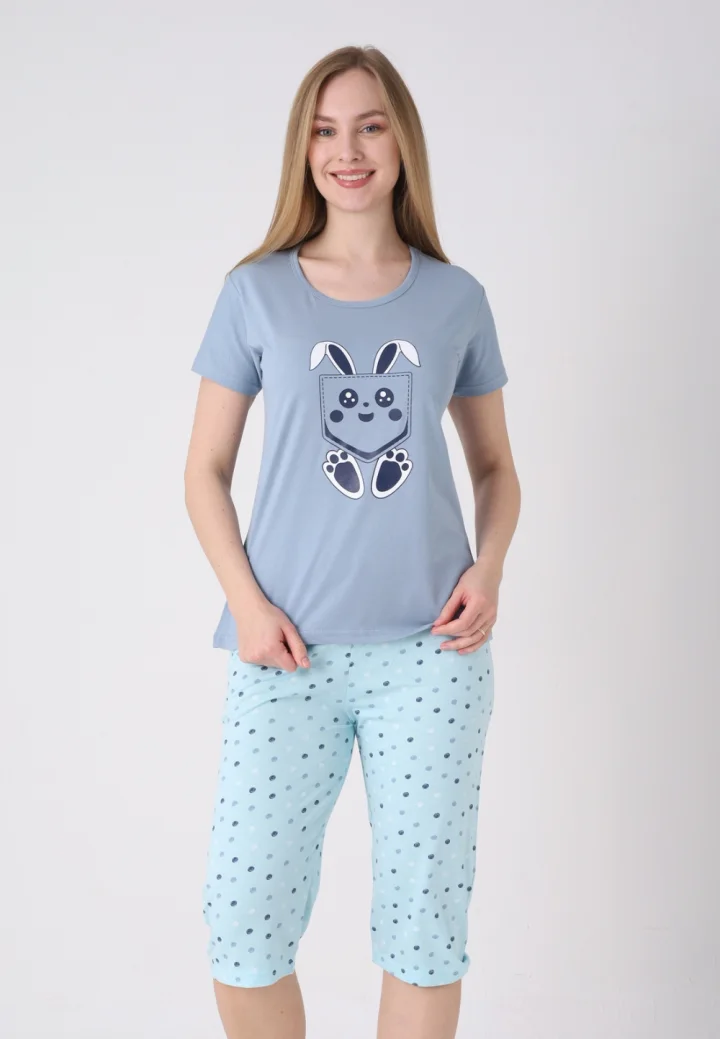Pijama damă cu model de Paște, gri