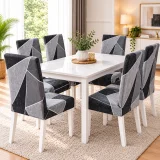 Set 6 Huse Elastice pentru Scaune, Microfibră Premium, cu Elastic, Protecție și Design Elegant