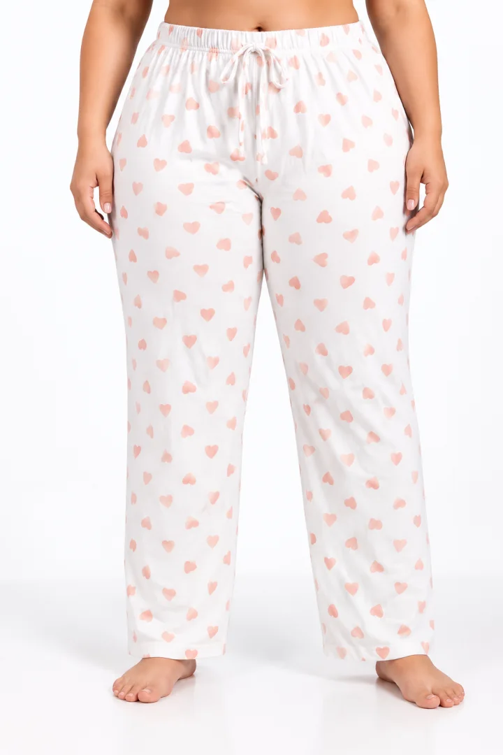 Pantaloni de pijama damă mărimi mari, Big Size 2XL–5XL, cu șnur reglabil