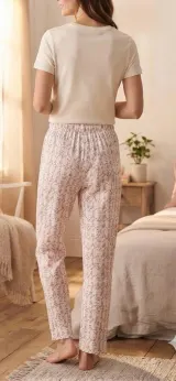 Pantaloni de pijama de dama floricele roz