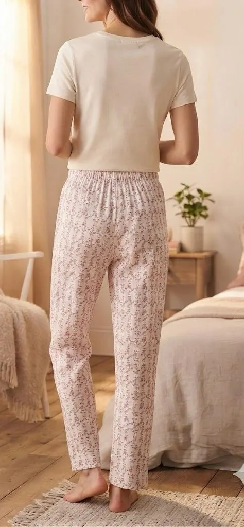 Pantaloni de pijama de dama floricele roz