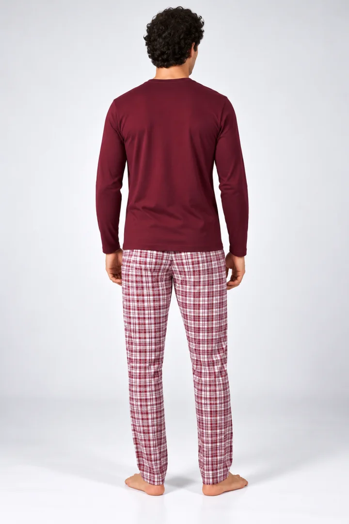 Pijama bărbați cu mânecă lungă și pantaloni lungi cu imprimeu